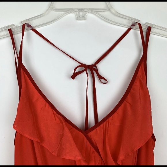 Anthropologie Red Silk Dress Sz 0 - Picture 4 of 7